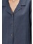 Lino Keten Gömlek Pijama Indigo 4