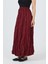 Bordo Bel Lastikli Kırışık Kumaş Etek 3483 4