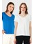 V Yaka Relaxed Fit Yırtmaç Detaylı 2'li Paket Bluz Bayan Bluz 5862000S2 1