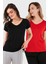 V Yaka Relaxed Fit Yırtmaç Detaylı 2'li Paket Bluz Bayan Bluz 5862000S2 1