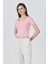 Pembe U Yaka Çizgili Tişört 4016 3