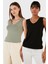 Slim Fit V Yaka Kalın Askılı 2' Li Paket Bluz Bayan Bluz 5864384S2 1