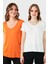 V Yaka Relaxed Fit Yırtmaç Detaylı 2'li Paket Bluz Bayan Bluz 5862000S2 1