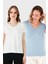 V Yaka Relaxed Fit Yırtmaç Detaylı 2'li Paket Bluz Bayan Bluz 5862000S2 1