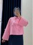 Serasya Çiçekli Kısa GÖMLEK-BN4411 Pembe 1