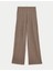Dokulu Elastik Bel Wide Leg Pantolon 4