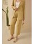 Çift Pileli Keten Pantolon Açık Camel 5