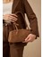 Keten Blazer Ceket Kahve 4