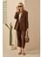 Keten Blazer Ceket Kahve 5