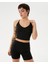 Kadın Siyah Recycled Active Spor Sütyen - Geri Dönüştürülmüş Polyester, Halter Yaka, Ayarlanabilir Çapraz Askılı, Göğüs Pedli Half-Crop 1