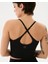 Kadın Siyah Recycled Active Spor Sütyen - Geri Dönüştürülmüş Polyester, Halter Yaka, Ayarlanabilir Çapraz Askılı, Göğüs Pedli Half-Crop 2