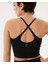 Kadın Siyah Recycled Active Spor Sütyen - Geri Dönüştürülmüş Polyester, Halter Yaka, Ayarlanabilir Çapraz Askılı, Göğüs Pedli Half-Crop 3