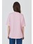 Pudra Ayıcık Baskılı Bisiklet Yaka Oversize Tişört 5530 5