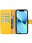 Apple iPhone 13 Pro Uyumlu Deri Cüzdanlı Kılıf Limon Sarı 4