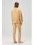 Lino Keten Gömlek Pijama Kum Beji 5