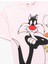 Lisanslı Tweety ve Sylvester Baskılı Kısa Kollu Bisiklet Yaka Pamuklu Tişört 3