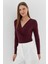 Çıtçıtlı Bluz Bordo 1