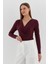 Çıtçıtlı Bluz Bordo 3