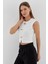 Tasarım Düğmeli Crop Bluz Ekru 4