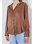 Kadın Kahve Sedef Düğmeli Gömlek 5