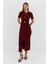 Kısa Kol Midi Elbise Bordo 4