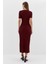 Kısa Kol Midi Elbise Bordo 5