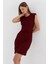 Vatkalı Elbise Bordo 3