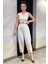 Kadın Çizgi Desenli Keten Yelek Pantolon Ikili Takım P-00016701 1