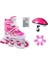 Metal Işıklı Ayarlanabilir Alıştırma Pateni Pembe Set 3