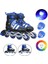 Mavi Işıklı Teker Ayarlanabilir Çocuk Alıştırma Paten 2 Fonksiyon + Çakarlı Kask Dizlik Set 2