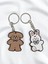 Kawaii Bunny Bear Çift Sevgili Anahtarlık 2 Adet 1