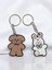 Kawaii Bunny Bear Çift Sevgili Anahtarlık 2 Adet 2
