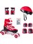 Kırmızı Işıklı Ayarlanabilir 2+2 Silikon Teker Metal Alıştırma Pateni Kask Dizlik Dirseklik Set Oyu 1