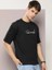Erkek Baskılı Oversize T-Shirt - Siyah 2