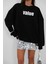 Baskılı Sıfır Yaka Oversize Sweatshirt 4
