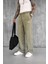 Erkek Baskılı Yıkamalı Baggy Fit Eşofman Haki 3