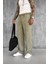 Erkek Baskılı Yıkamalı Baggy Fit Eşofman Haki 5