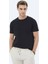 Siyah Düz Bisiklet Yaka Pamuk Karışımlı T-Shirt 1