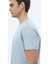 Mavi Düz Bisiklet Yaka Pamuk Karışımlı T-Shirt 4