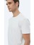 Beyaz Düz Bisiklet Yaka Pamuk Karışımlı T-Shirt 2