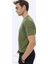 Haki Düz Bisiklet Yaka Pamuk Karışımlı T-Shirt 4