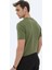 Haki Düz Bisiklet Yaka Pamuk Karışımlı T-Shirt 5