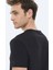 Siyah Düz Bisiklet Yaka Pamuk Karışımlı T-Shirt 5