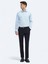 Koyu Mavi Düz Slim Fit Dokuma Klasik %100 Pamuk Gömlek 3