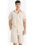 %100 Pamuk Relax Fit Cepli Keten Görünümlü Bermuda Şort C7381AX25SM 5