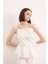 Fitted Volanlı Poplin Askılı Beyaz Bluz F2317AX25SM 1