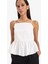 Fitted Volanlı Poplin Askılı Beyaz Bluz F2317AX25SM 3