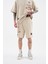 Erkek Ethnical Printed And Embroidered Soft Bej Şort 2