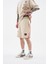 Erkek Ethnical Printed And Embroidered Soft Bej Şort 3