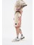 Erkek Ethnical Printed And Embroidered Soft Bej Şort 4